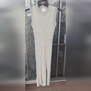 Olive & Oak Sleeveless Ribbed Knit Maxi Dress in Light Sage